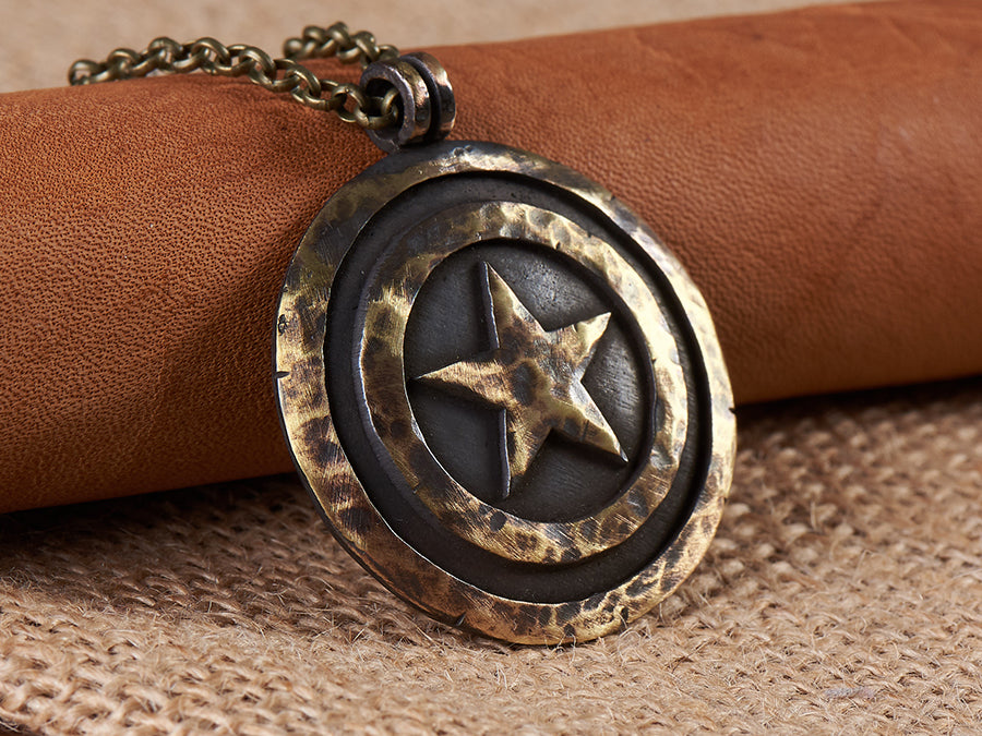 Captain America Shield Necklace Pendant Amulet with chain