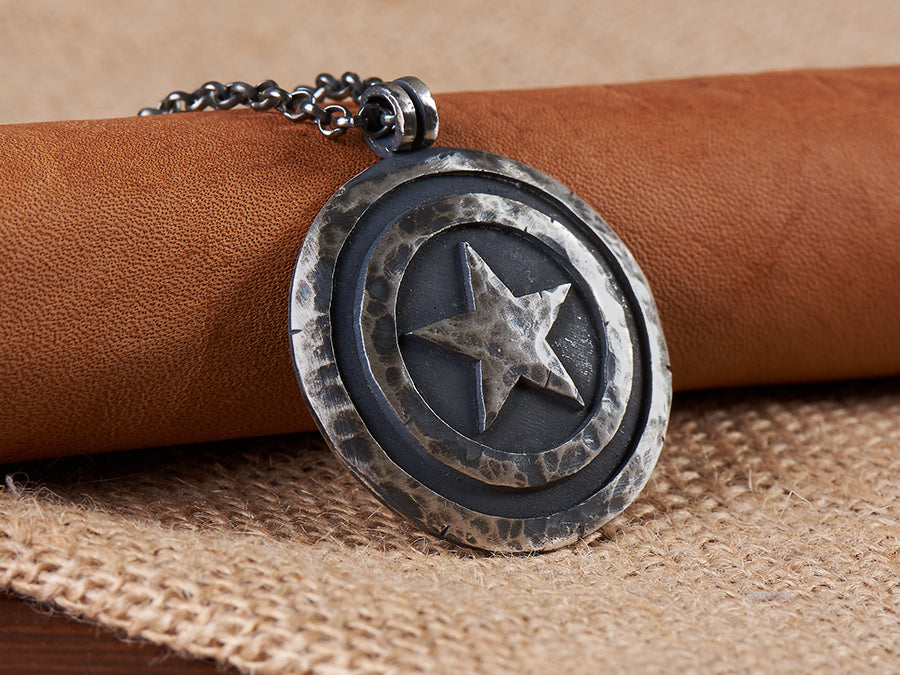 Captain America Shield Necklace Pendant Amulet with chain