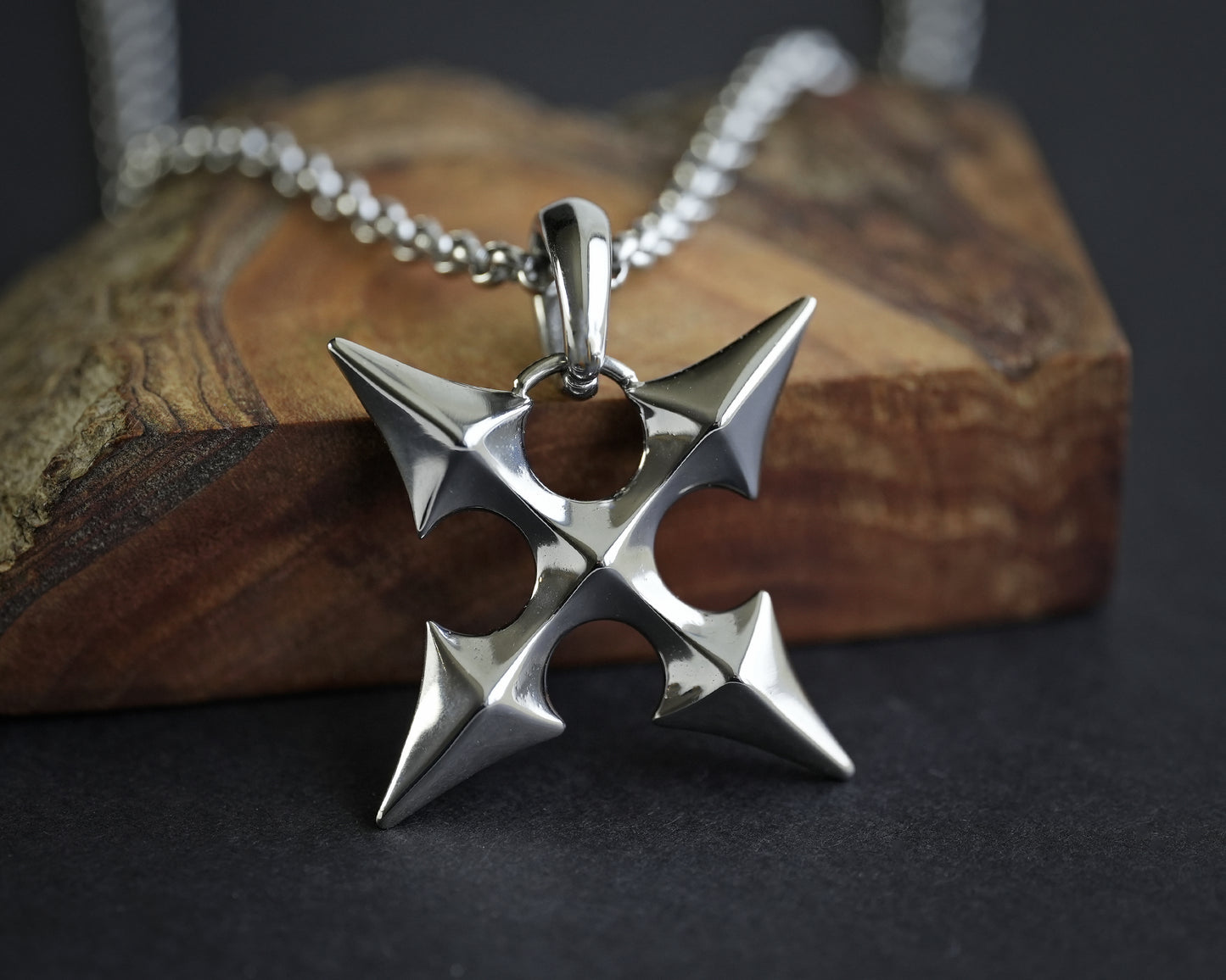 Collier pendentif en argent sterling 925 avec croix de Roxas et cœur du Royaume, bijoux livre des prophéties