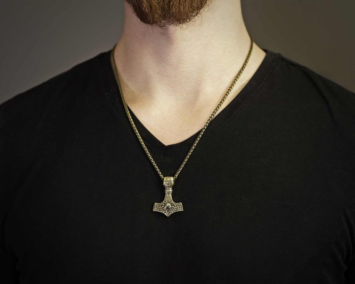 925 Sterling Silver Bear Viking Thors Hammer Necklace Pendant - Courage and Strength Amulet Talisman -Thor Gifts for Men - Viking