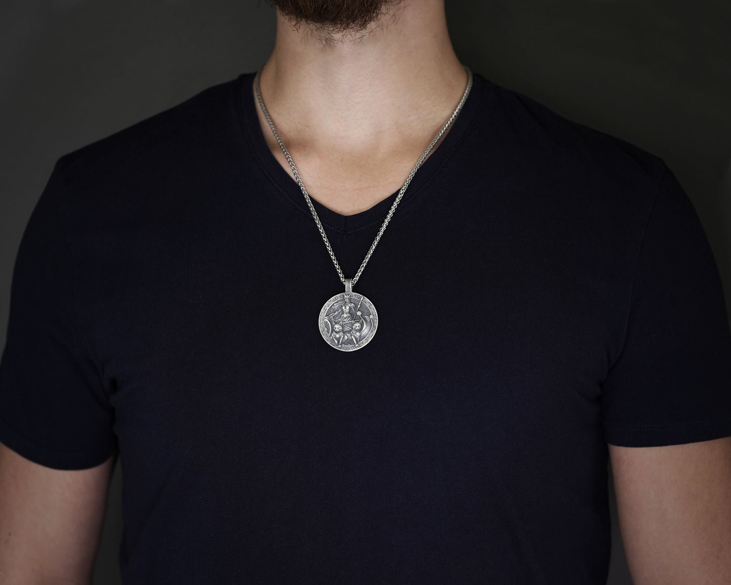 Viking Guardian Goddess Freya Valkyrie Shieldmaiden with cats cat Necklace - Norse - Protective Pendant With 22 Inch Stainless Steel Chain