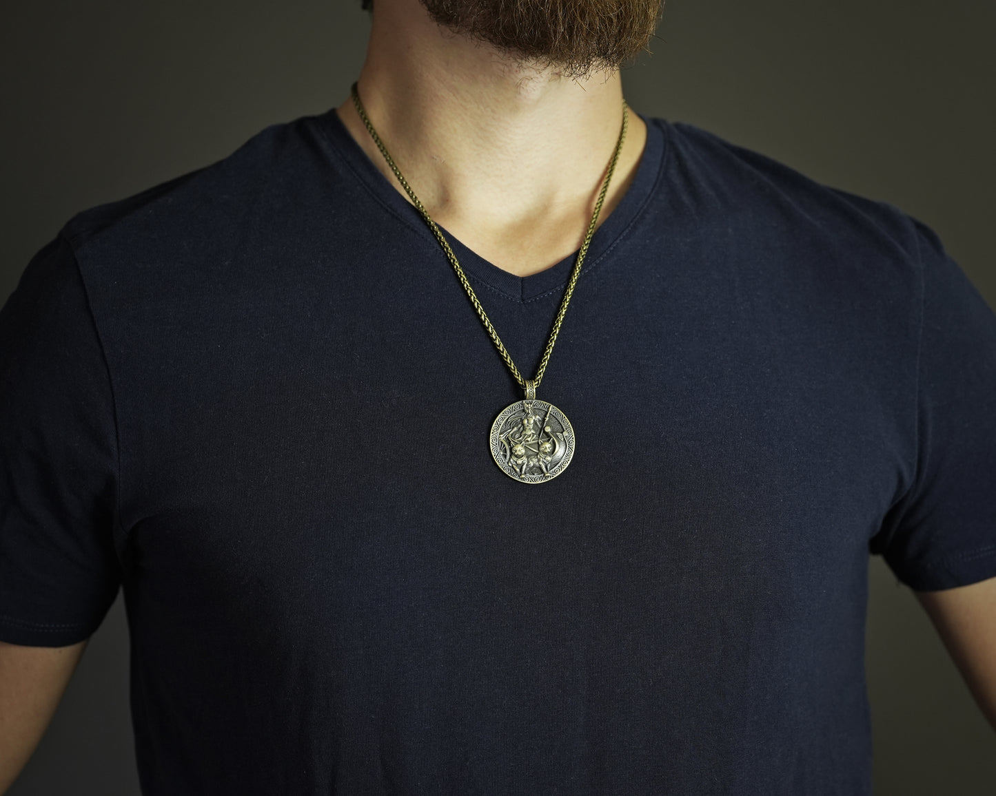 Viking Guardian Goddess Freya Valkyrie Shieldmaiden with cats cat Necklace - Norse - Protective Pendant With 22 Inch Stainless Steel Chain