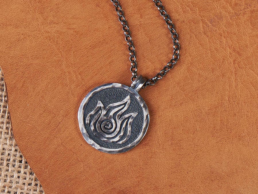 925 Sterling Silver Avatar Last Airbender Fire Nation Necklace Pendant - Baldur Jewelry
