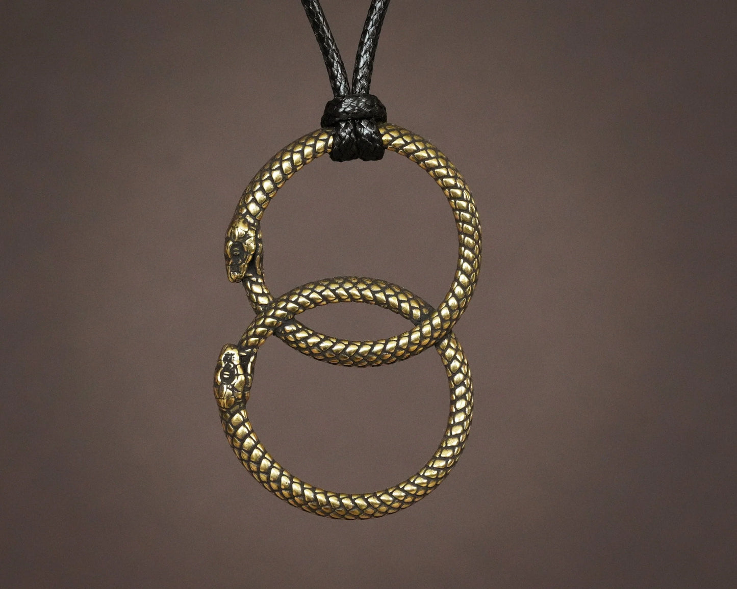 925 Sterling Silver / Brass Double Ouroboros Snake Viper Ring Necklace Pendant Charm for Lovers Friends Friendship - Baldur Jewelry