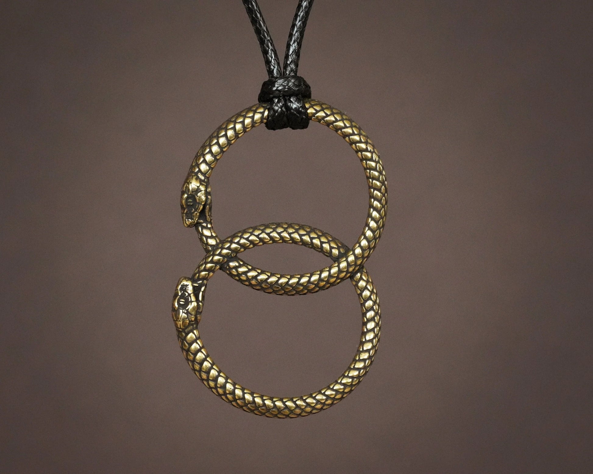 925 Sterling Silver / Brass Double Ouroboros Snake Viper Ring Necklace Pendant Charm for Lovers Friends Friendship - Baldur Jewelry