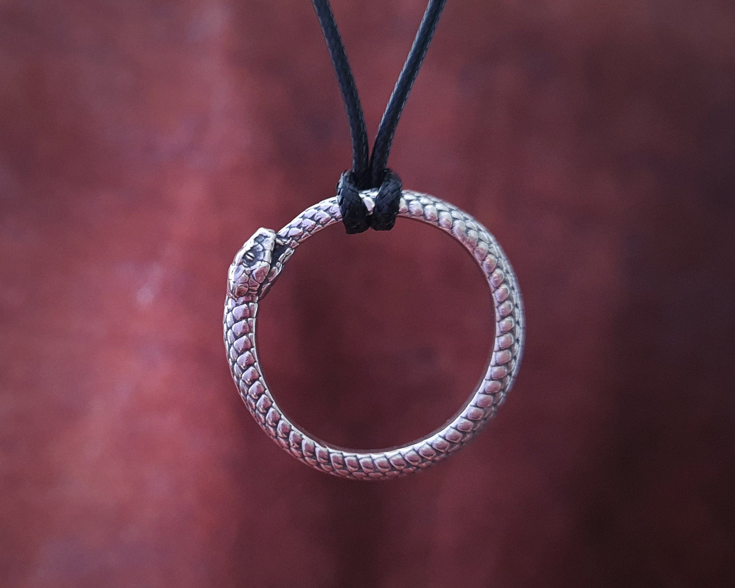 925 Sterling Silver / Brass Ouroboros Snake Viper Ring Necklace Pendant Charm - Baldur Jewelry