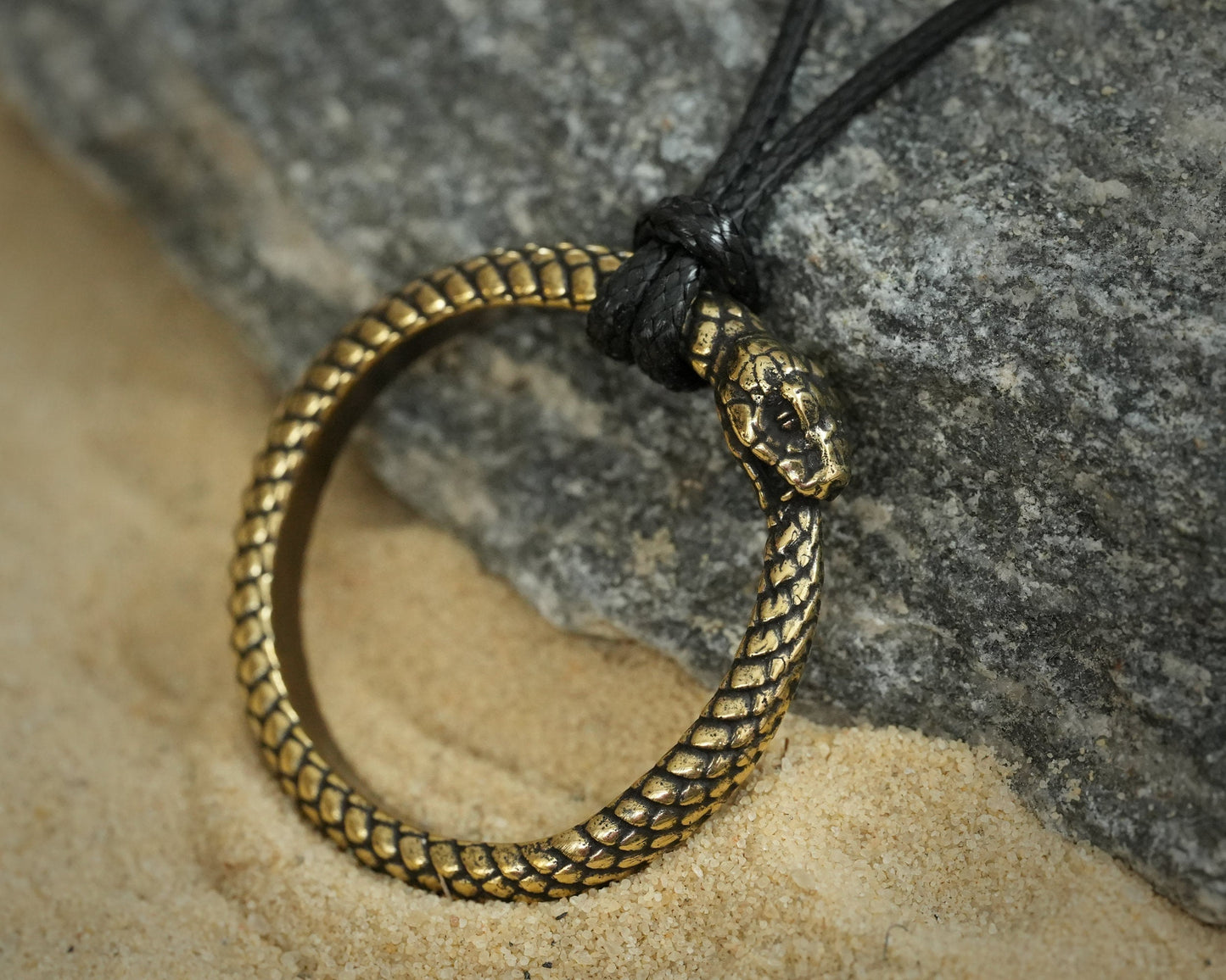 925 Sterling Silver / Brass Ouroboros Snake Viper Ring Necklace Pendant Charm - Baldur Jewelry