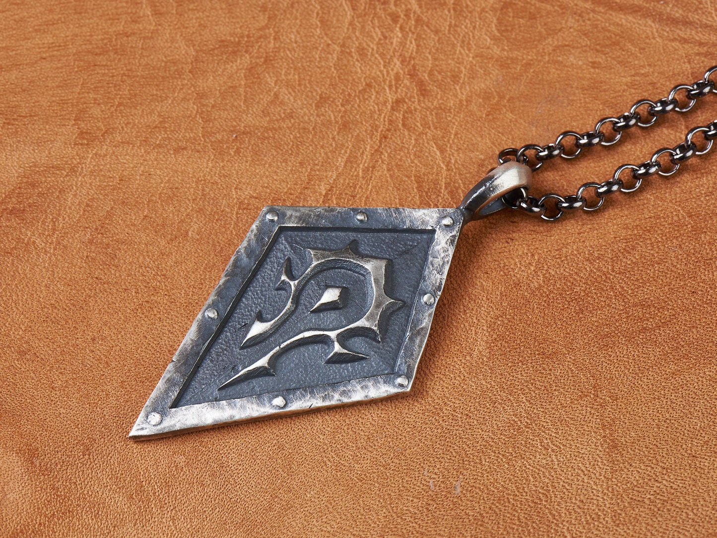 925 Sterling Silver / Brass WoW Horde Necklace Pendant Jewelry - Baldur Jewelry