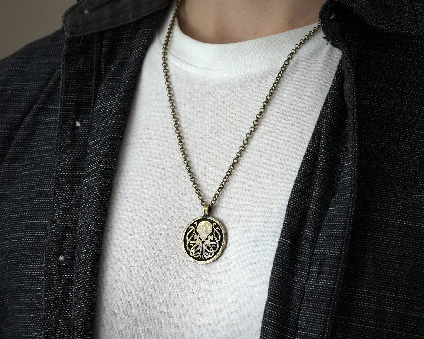 925 Sterling Silver Cthulhu Necklace Pendant Amulet With Chain - Baldur Jewelry