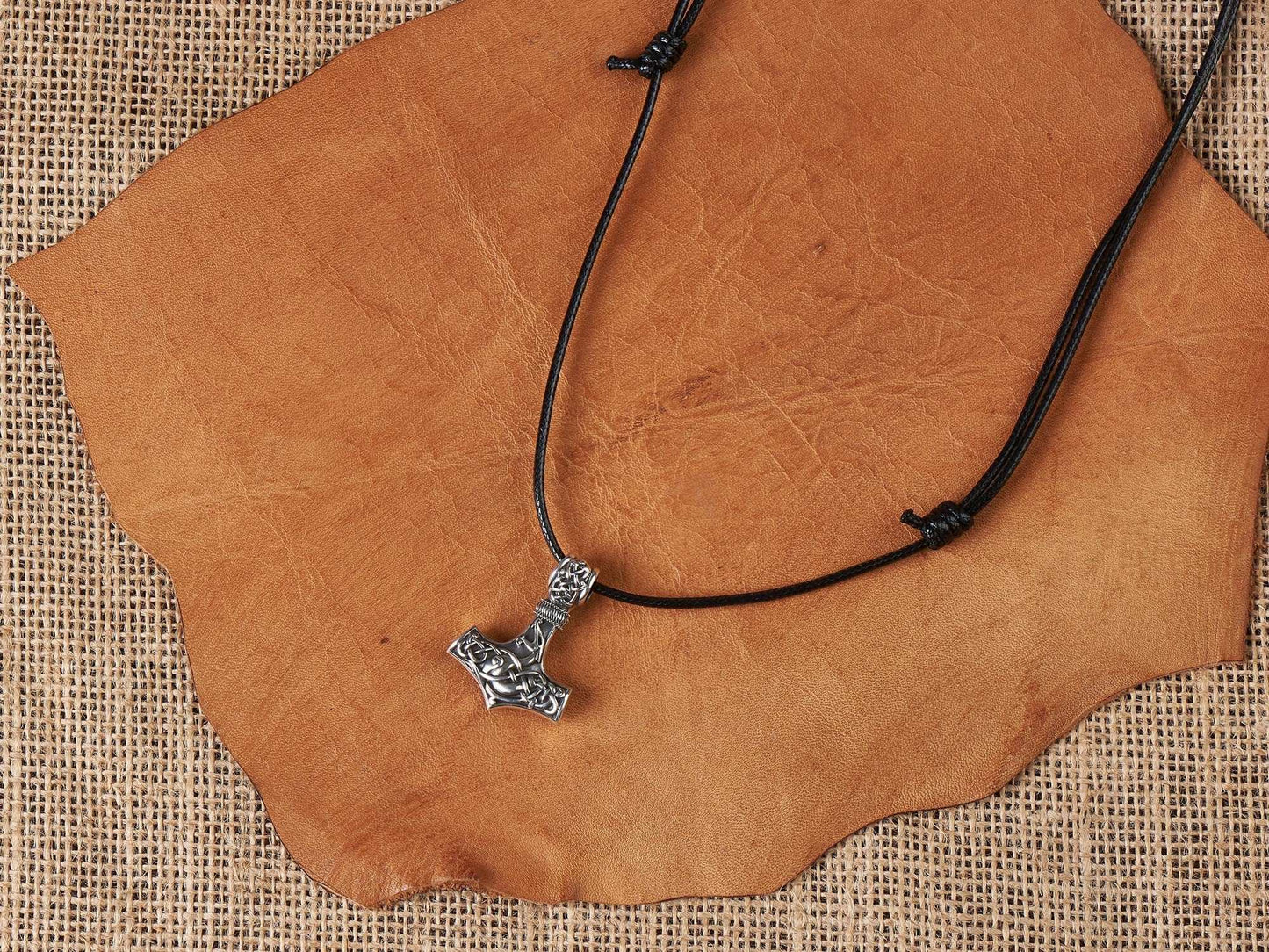 925 Sterling Silver Double - Sided Viking Dragon Thors Hammer Thor Mjölnir Mjolnir Necklace Pendant Jewelry For Men and Women - Fast Delivery - Baldur Jewelry