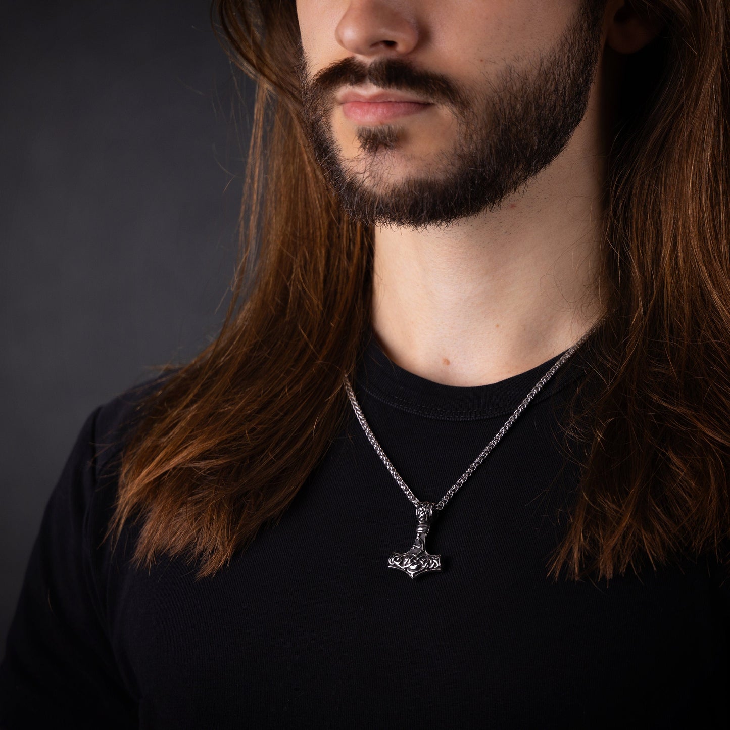 925 Sterling Silver Double - Sided Viking Dragon Thors Hammer Thor Mjölnir Mjolnir Necklace Pendant Jewelry For Men and Women - Fast Delivery - Baldur Jewelry