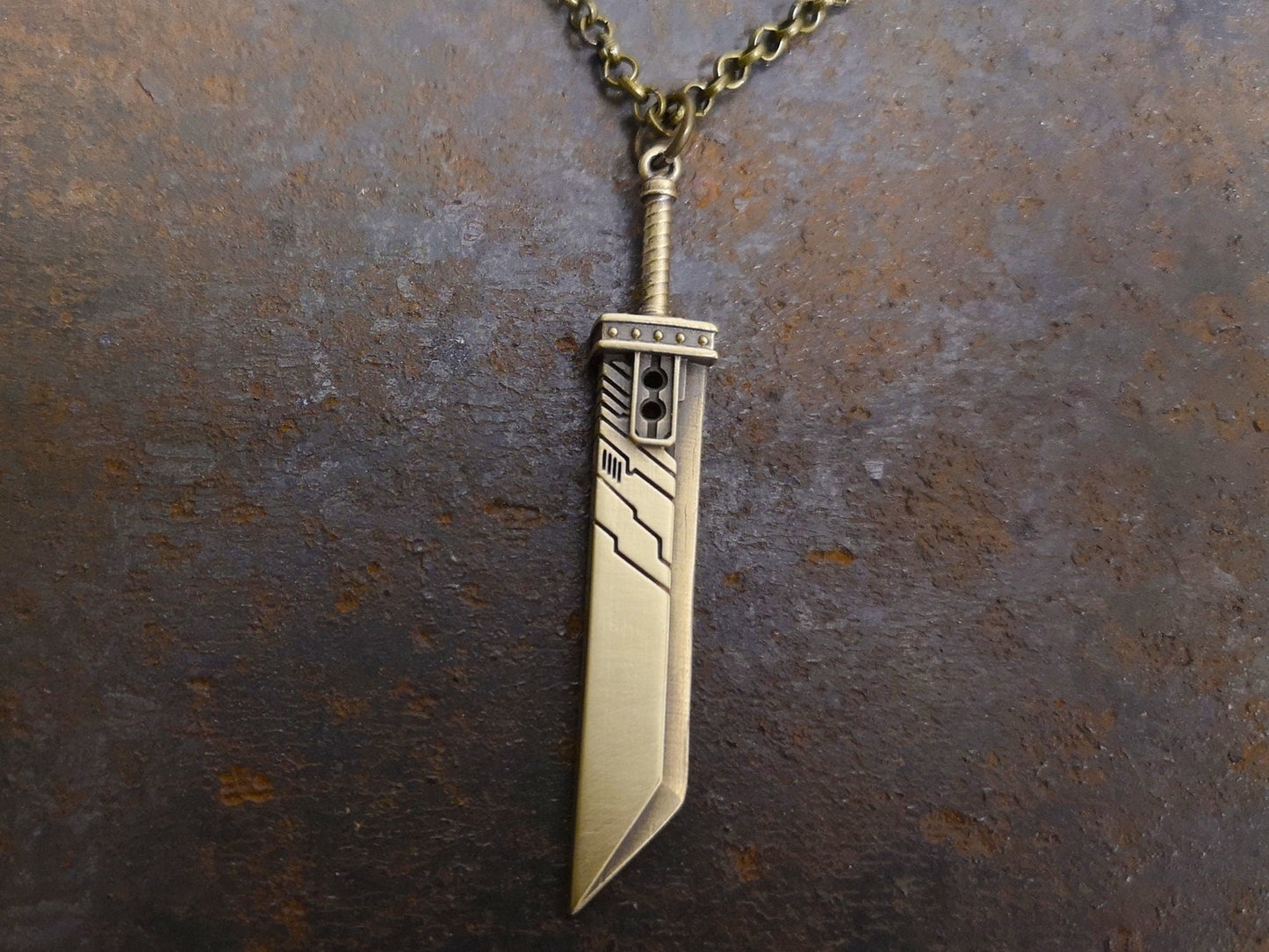 925 Sterling Silver Final Fantasy VII Cloud Buster Sword Necklace Pendant Jewelry - Baldur Jewelry
