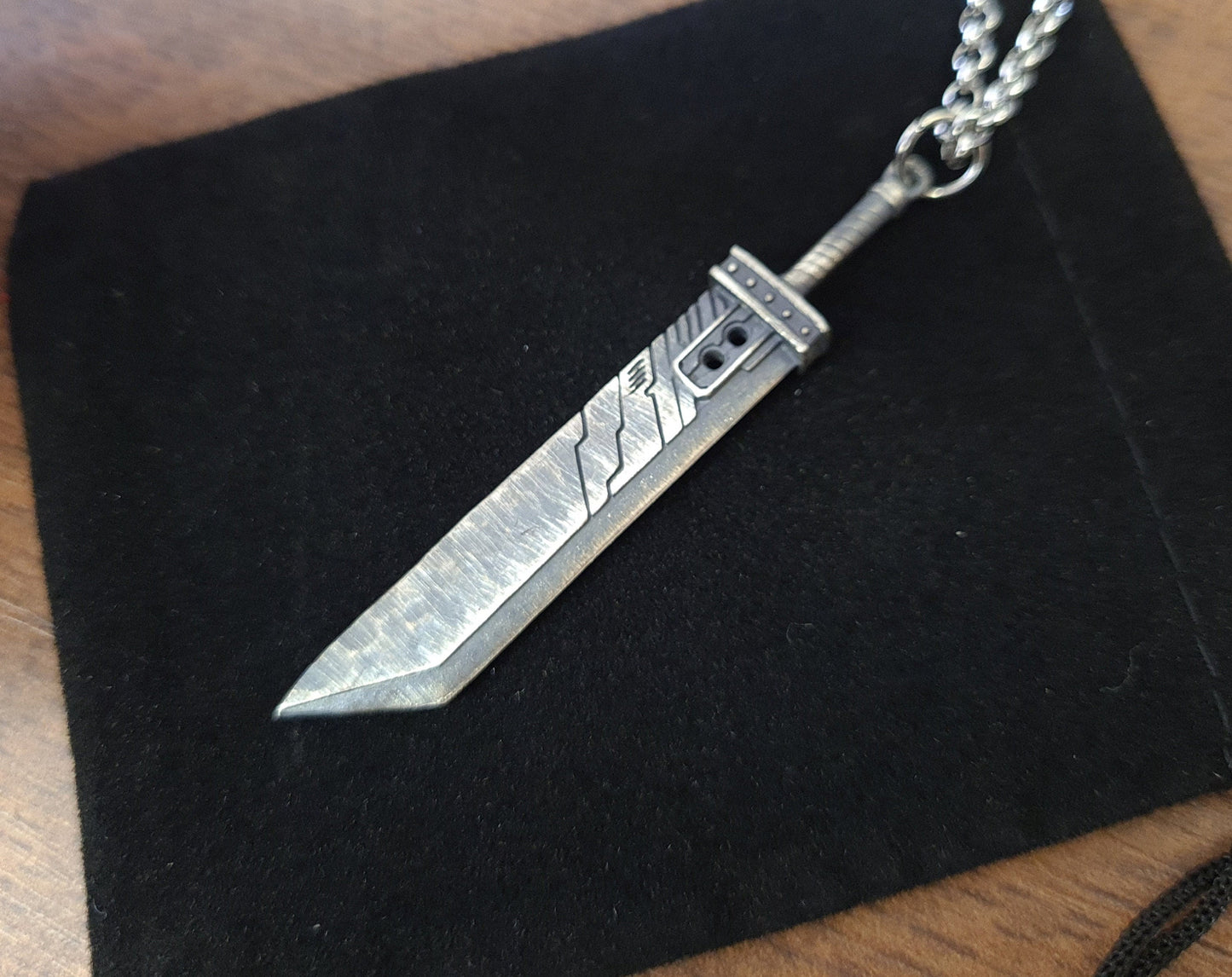 925 Sterling Silver Final Fantasy VII Cloud Buster Sword Necklace Pendant Jewelry - Baldur Jewelry