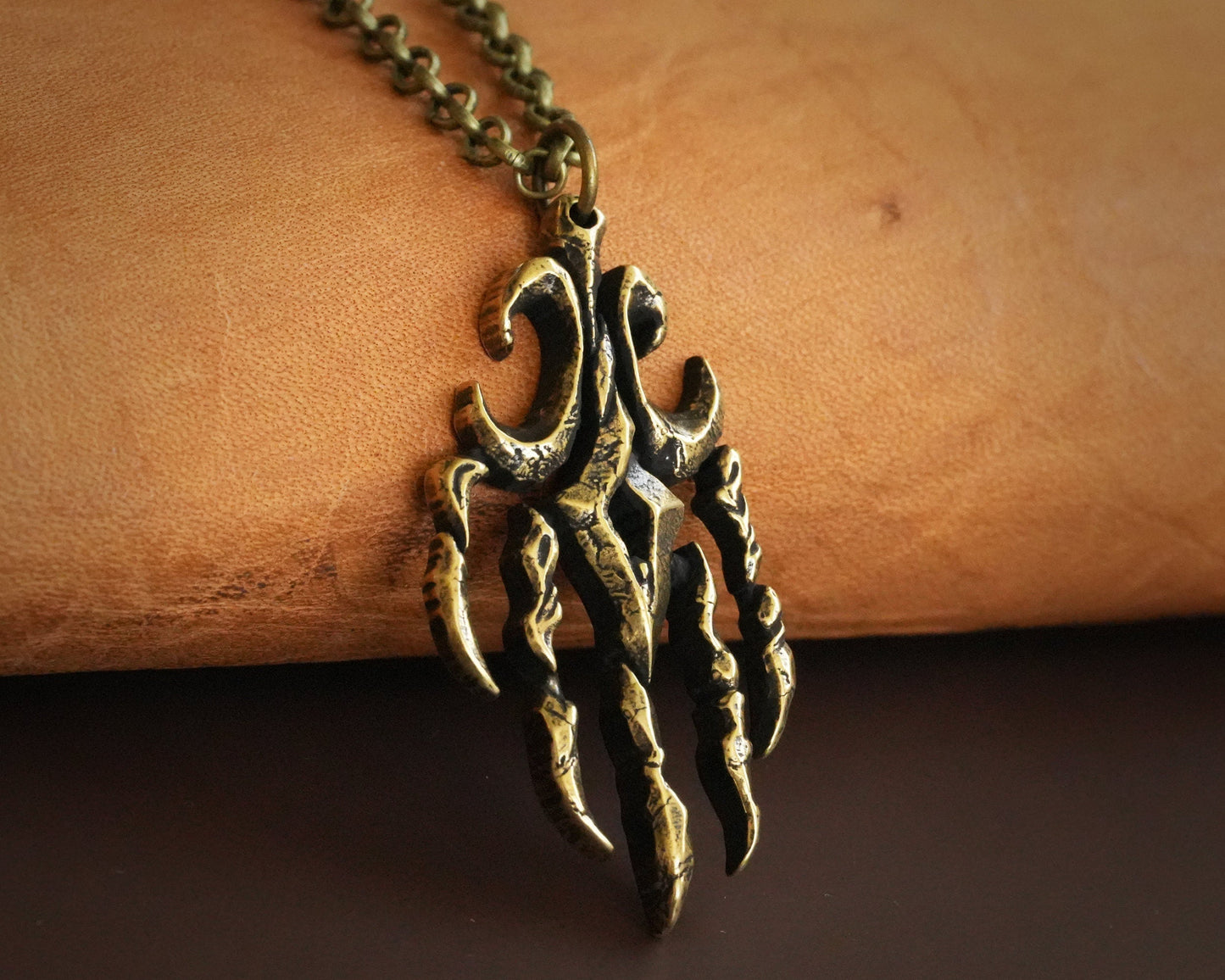 925 Sterling Silver Gothic Wicca Witcher Betrayer Moon Monster Claw Necklace Pendant Amulet Jewelry With Chain - Baldur Jewelry