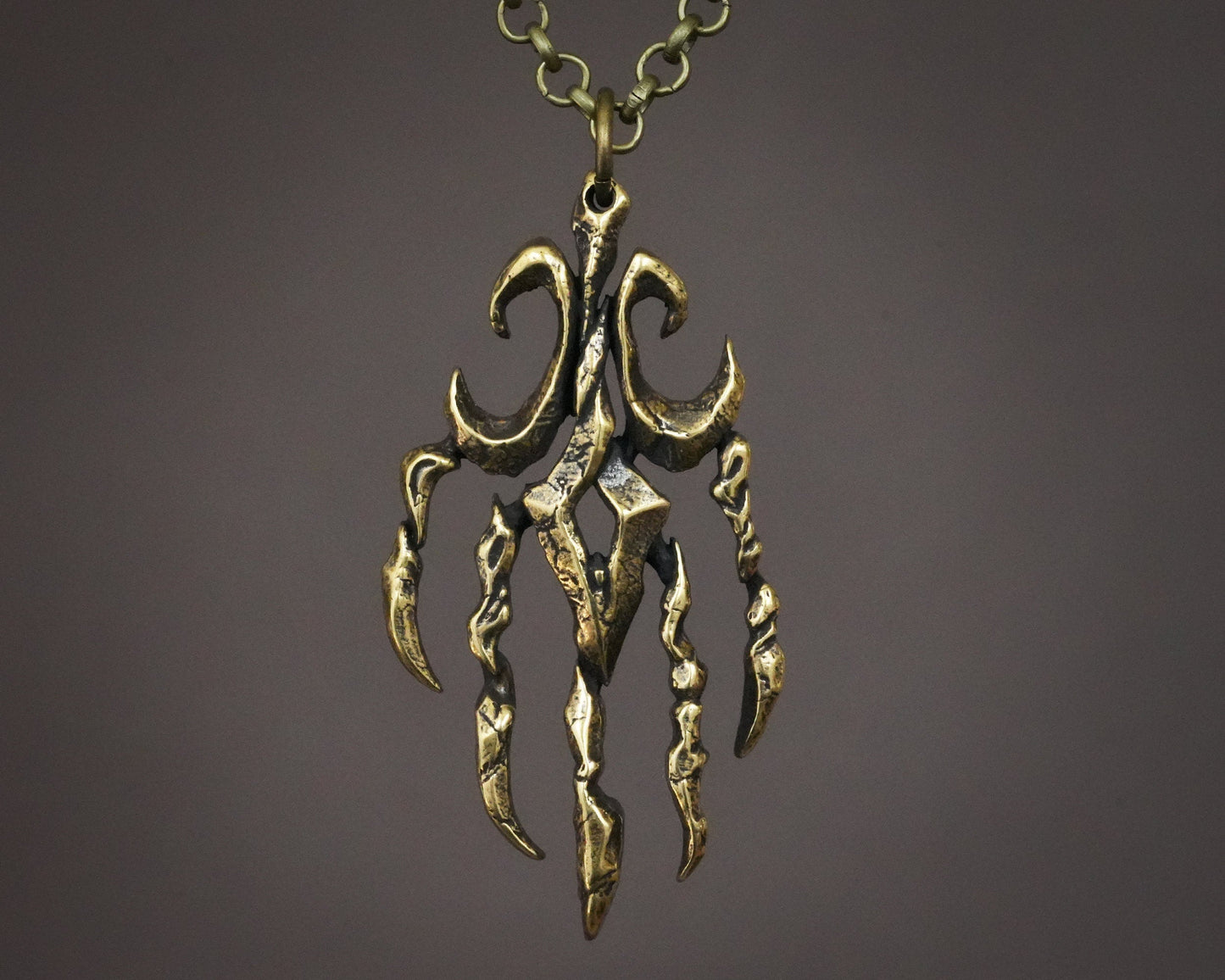 925 Sterling Silver Gothic Wicca Witcher Betrayer Moon Monster Claw Necklace Pendant Amulet Jewelry With Chain - Baldur Jewelry