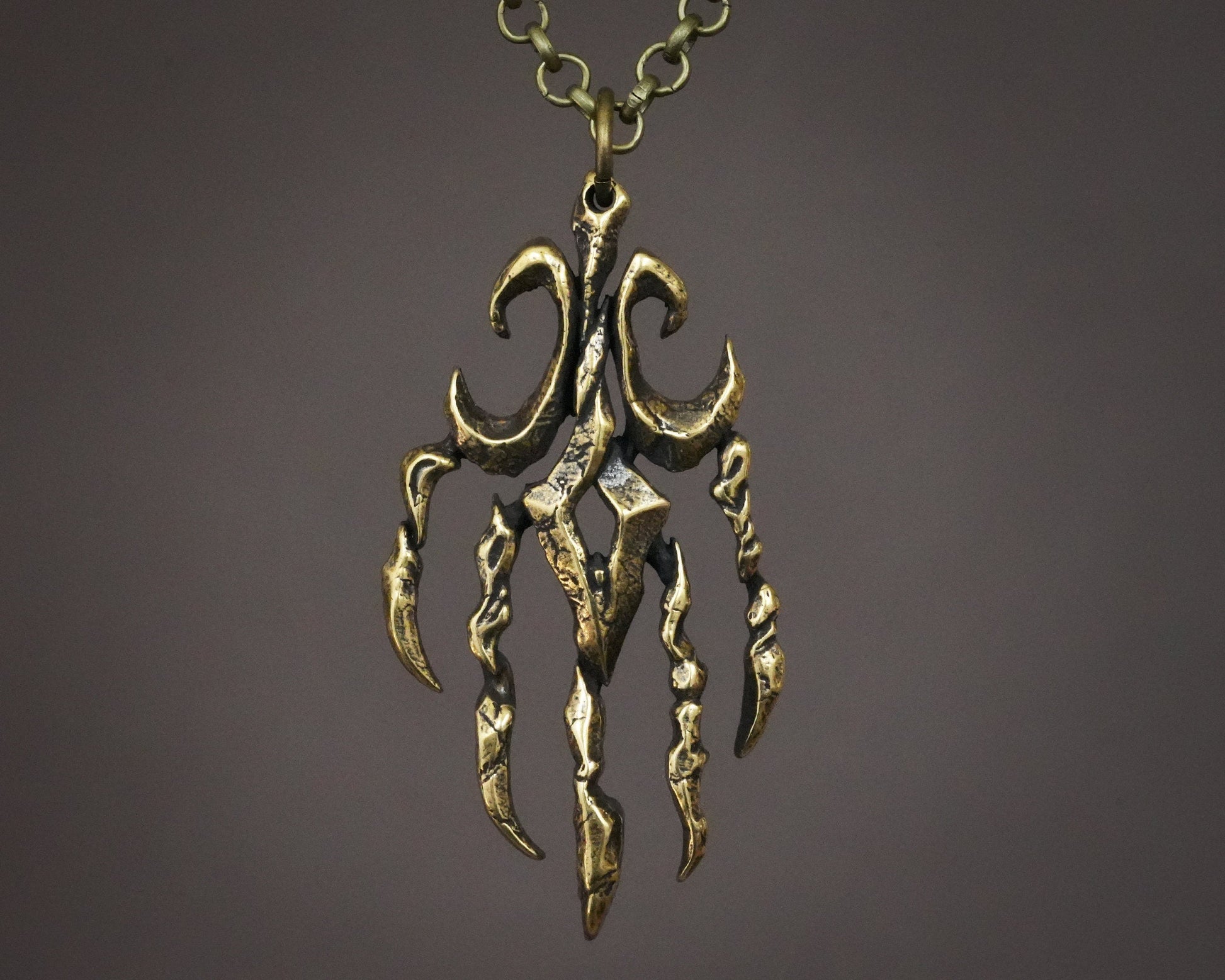 925 Sterling Silver Gothic Wicca Witcher Betrayer Moon Monster Claw Necklace Pendant Amulet Jewelry With Chain - Baldur Jewelry