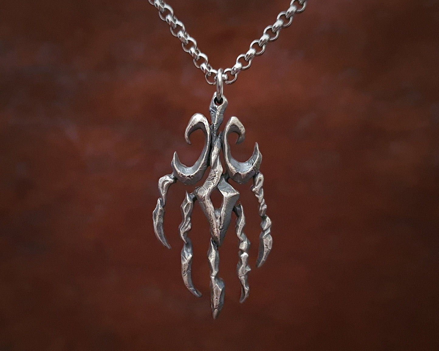 925 Sterling Silver Gothic Wicca Witcher Betrayer Moon Monster Claw Necklace Pendant Amulet Jewelry With Chain - Baldur Jewelry