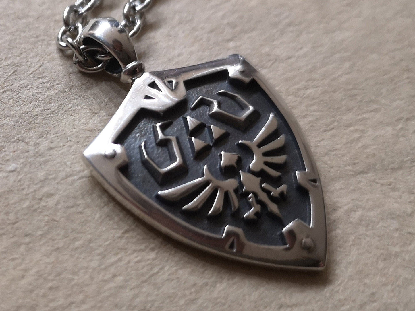 925 Sterling Silver Hylian Shield Necklace Pendant Jewelry - Baldur Jewelry