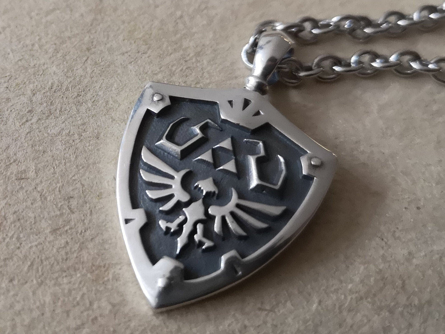 925 Sterling Silver Hylian Shield Necklace Pendant Jewelry - Baldur Jewelry
