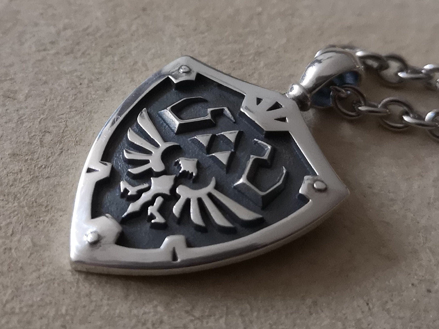 925 Sterling Silver Hylian Shield Necklace Pendant Jewelry - Baldur Jewelry