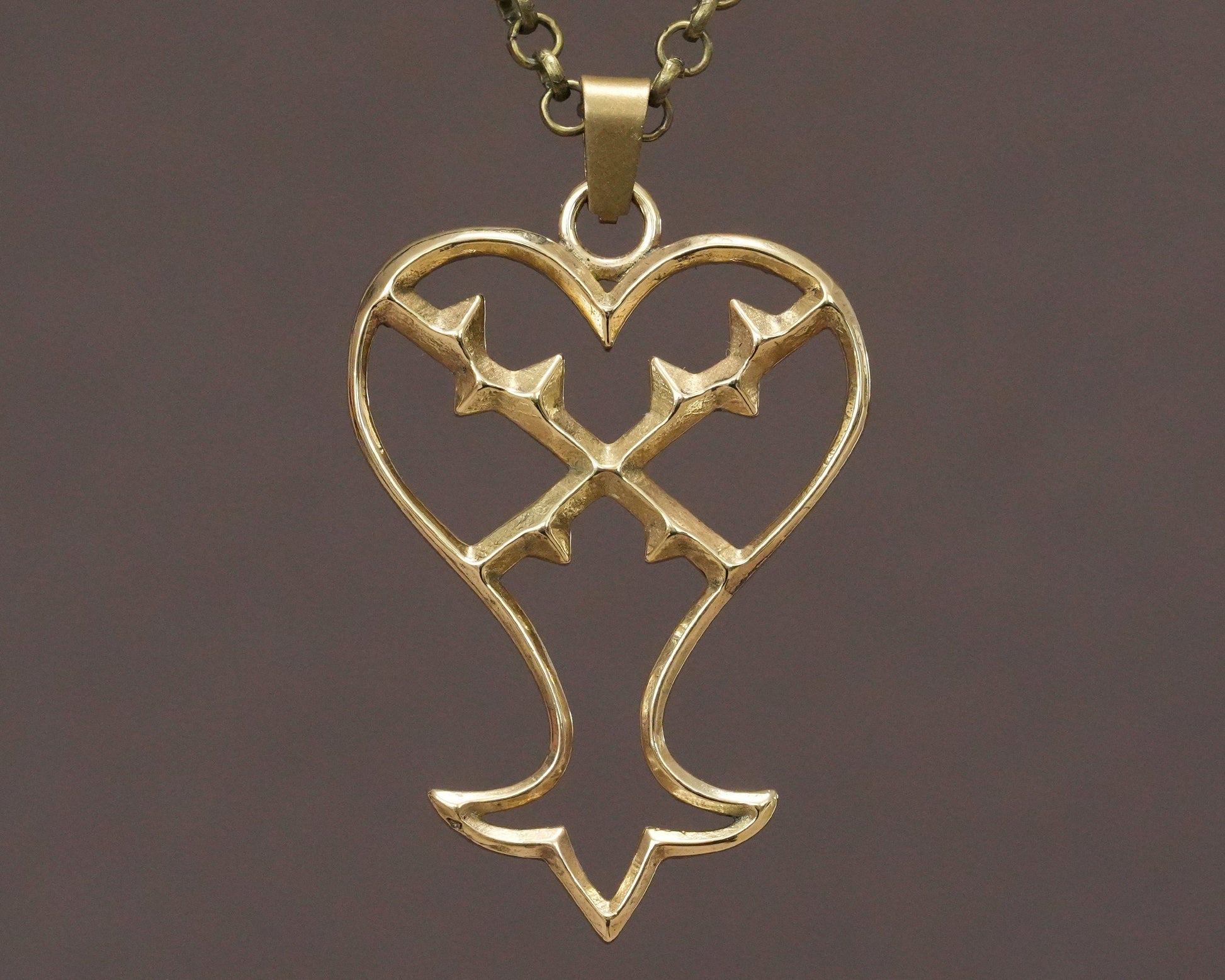 925 Sterling Silver Kingdom Heart Heartless Pendant Necklace Jewelry Amulet Talisman - Baldur Jewelry