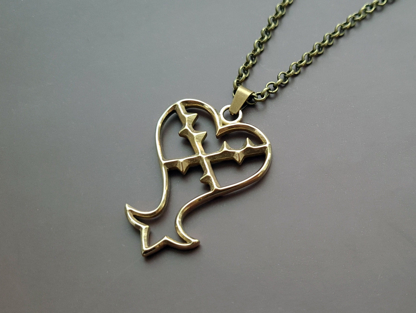 925 Sterling Silver Kingdom Heart Heartless Pendant Necklace Jewelry Amulet Talisman - Baldur Jewelry