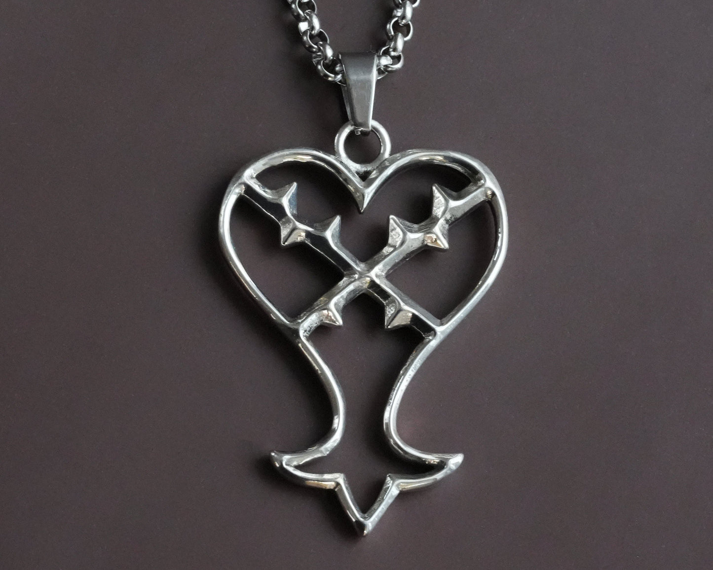 925 Sterling Silver Kingdom Heart Heartless Pendant Necklace Jewelry Amulet Talisman - Baldur Jewelry
