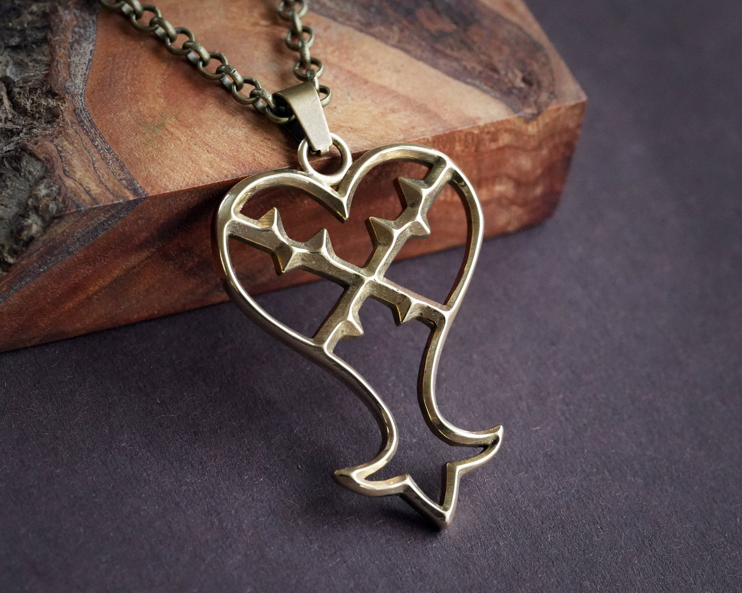 925 Sterling Silver Kingdom Heart Heartless Pendant Necklace Jewelry Amulet Talisman - Baldur Jewelry