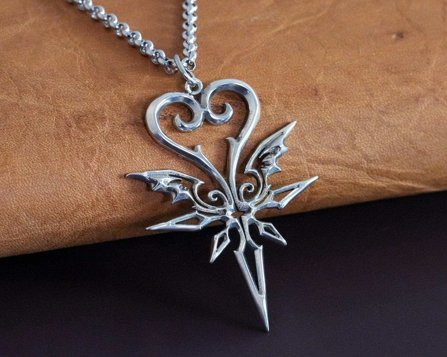925 Sterling Silver Kingdom Heart Pendant Necklace Jewelry Amulet Talisman - Baldur Jewelry