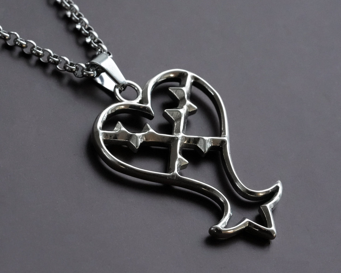 925 Sterling Silver Kingdom Heart Pendant Necklace Jewelry Amulet Talisman - Baldur Jewelry