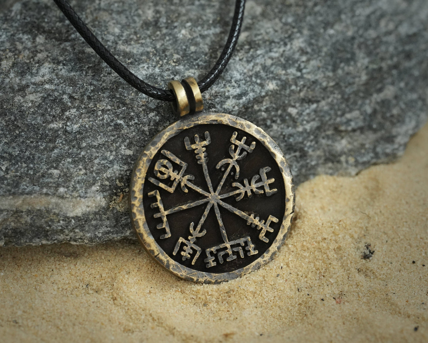 925 Sterling Silver Men Viking Compass Vegvisir Jewelry Necklace Pendant - Baldur Jewelry