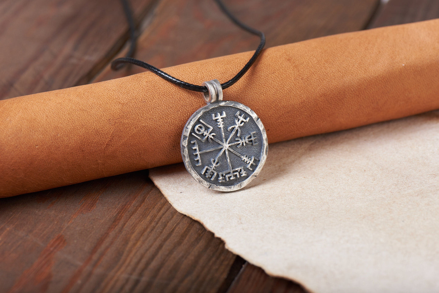 925 Sterling Silver Men Viking Compass Vegvisir Jewelry Necklace Pendant - Baldur Jewelry