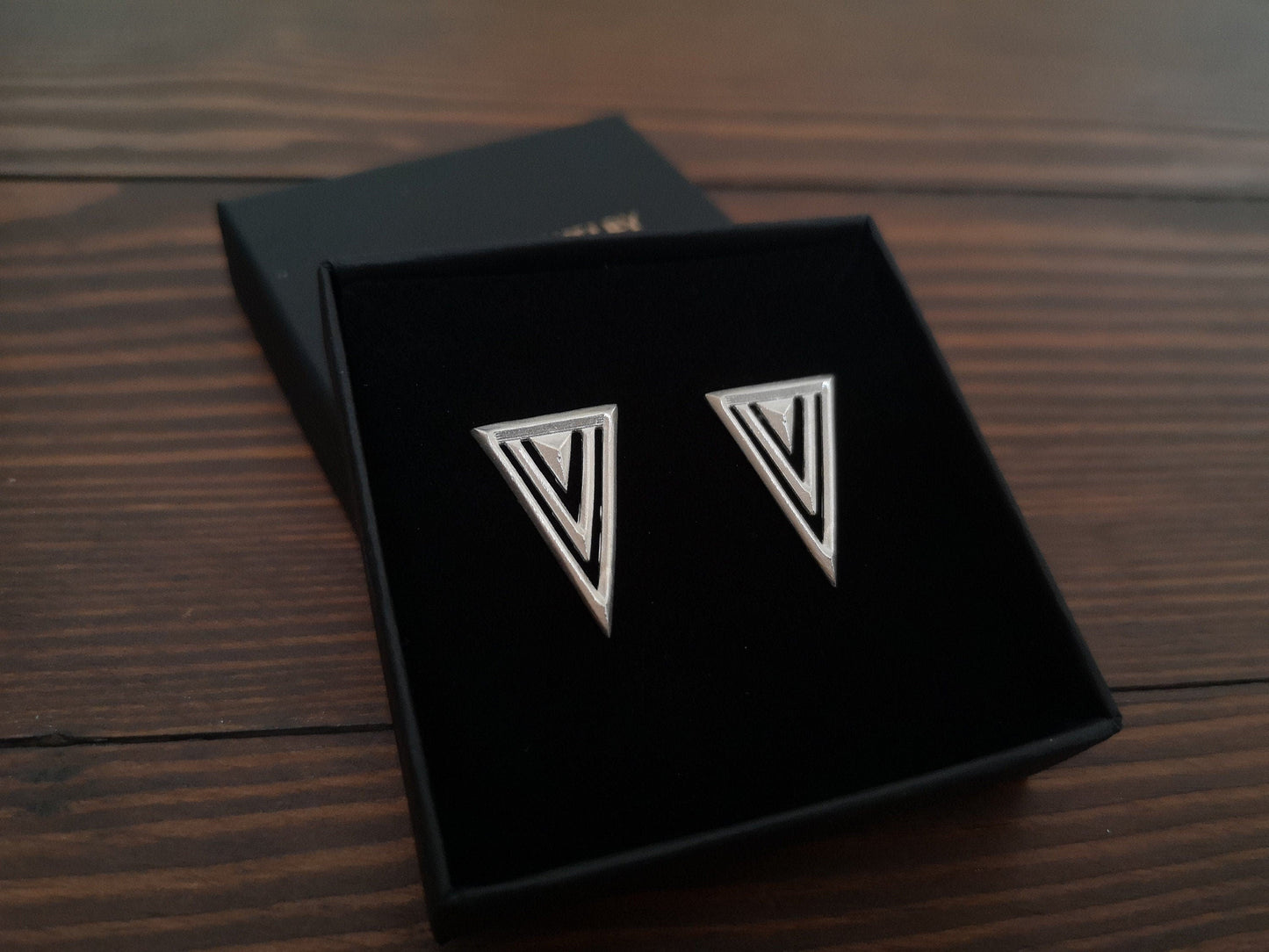 925 Sterling Silver Minimalist earrings stud triangle geometric earring - Baldur Jewelry