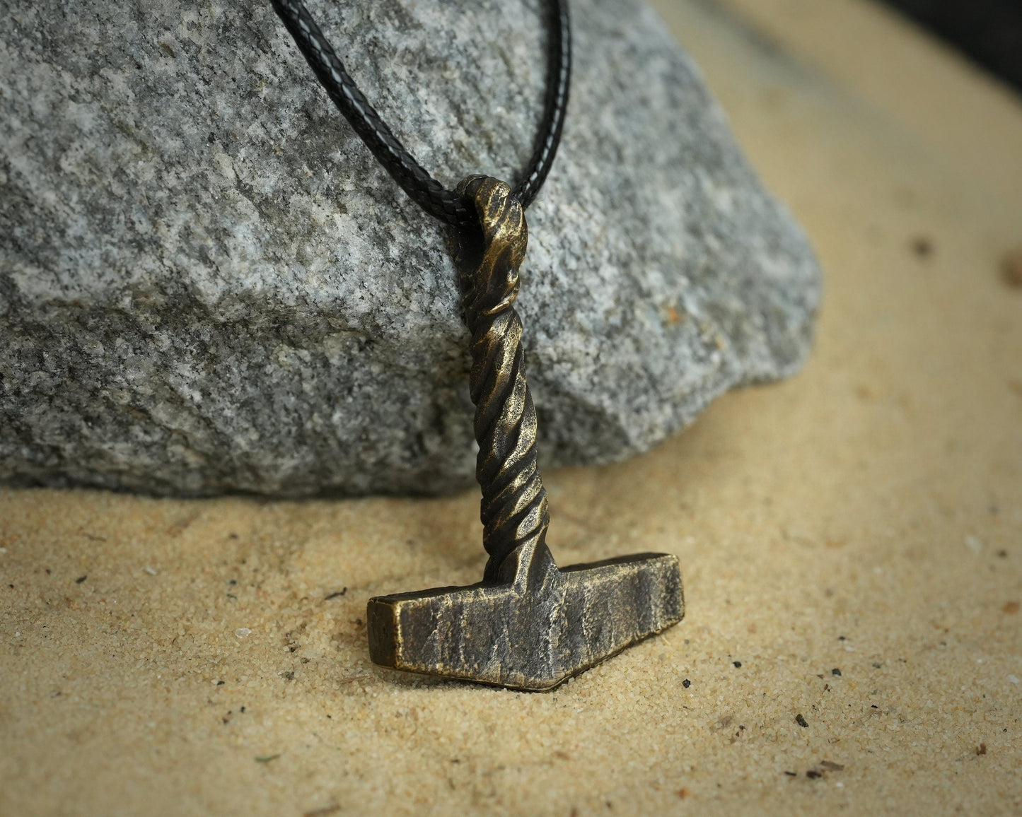 925 Sterling Silver Viking Hammered Texture Thors Hammer Thor Mjölnir Mjolnir Necklace Pendant - Baldur Jewelry