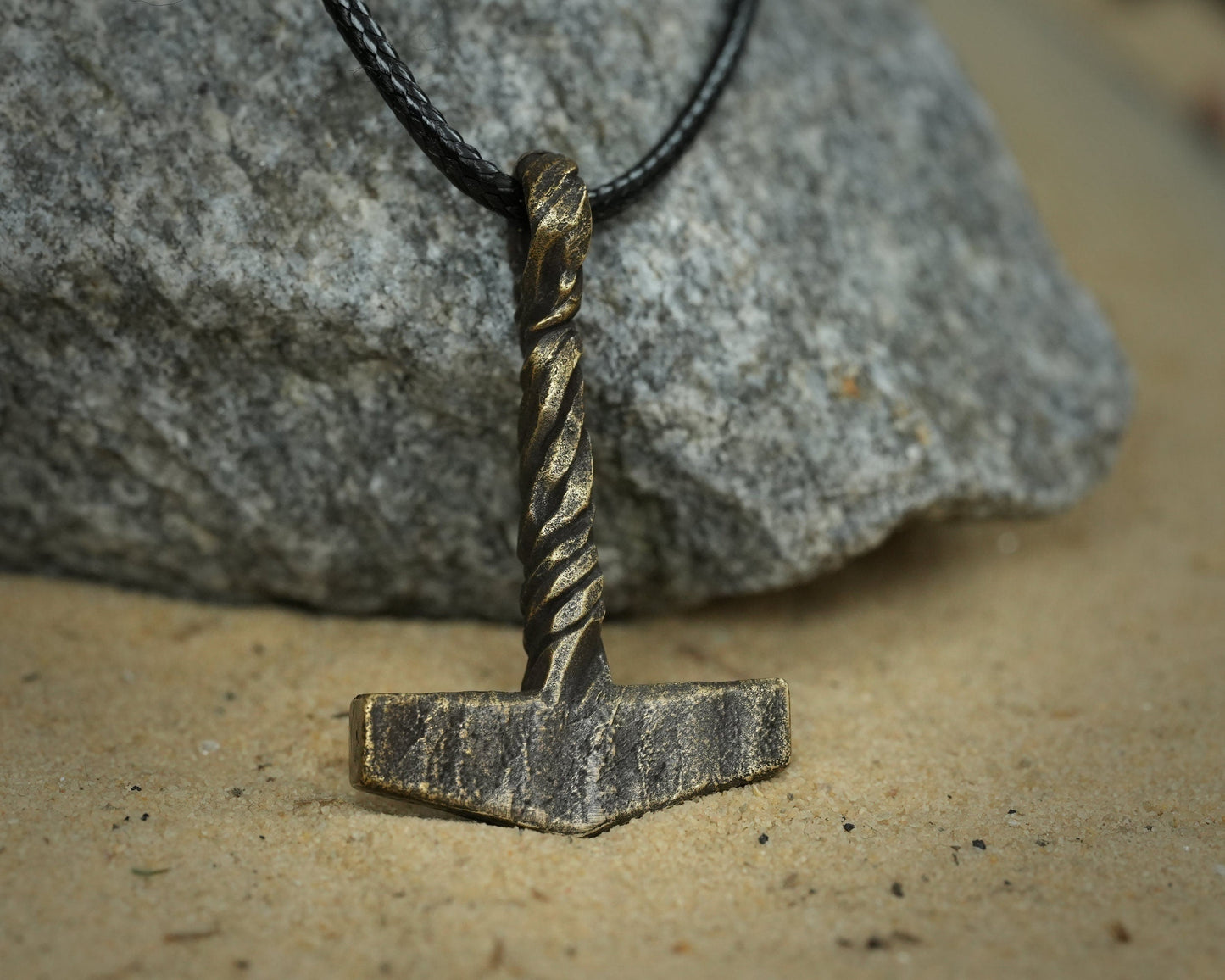 925 Sterling Silver Viking Hammered Texture Thors Hammer Thor Mjölnir Mjolnir Necklace Pendant - Baldur Jewelry