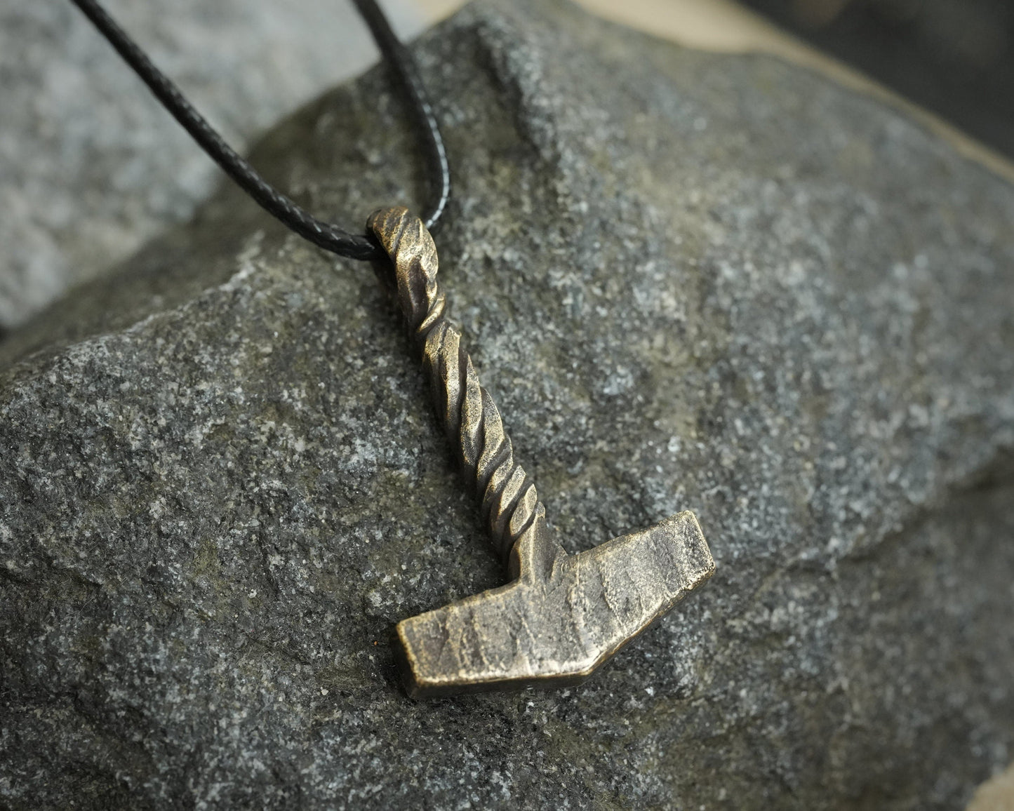 925 Sterling Silver Viking Hammered Texture Thors Hammer Thor Mjölnir Mjolnir Necklace Pendant - Baldur Jewelry