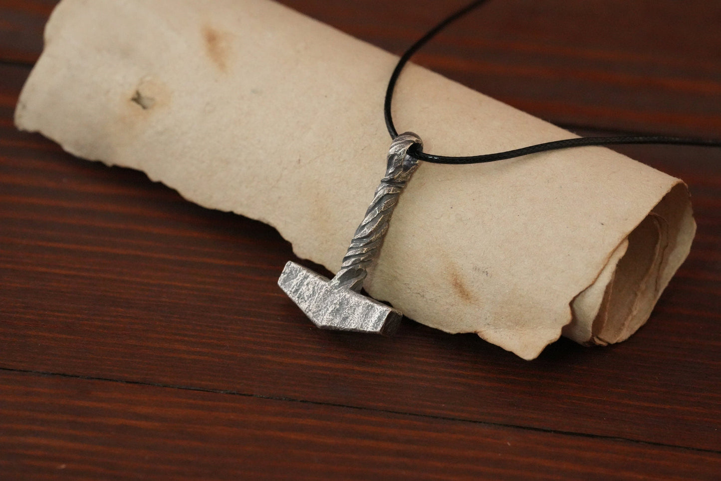 925 Sterling Silver Viking Hammered Texture Thors Hammer Thor Mjölnir Mjolnir Necklace Pendant - Baldur Jewelry