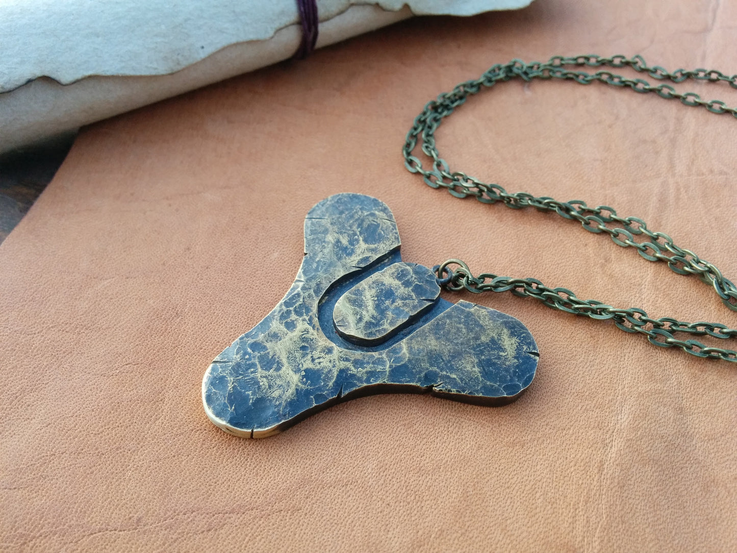 925 Sterling Silver / Brass Destiny Tricorn Pendant Necklace Jewelry Charm Amulet