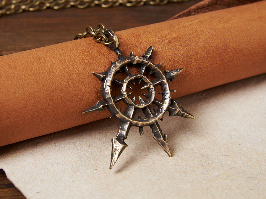 Warhammer 40K Grand Pendentif Martelé à la Main Étoile du Chaos