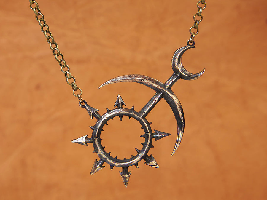 Warhammer 40K Chaos Slaanesh Hand Hammered Pendant Necklace