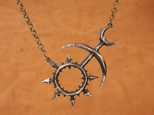 Warhammer 40K Chaos Slaanesh Hand Hammered Pendant Necklace