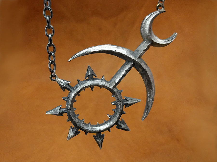 Warhammer 40K Chaos Slaanesh Hand Hammered Pendant Necklace