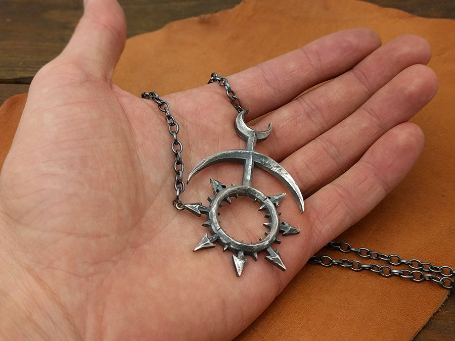 Warhammer 40K Chaos Slaanesh Hand Hammered Pendant Necklace