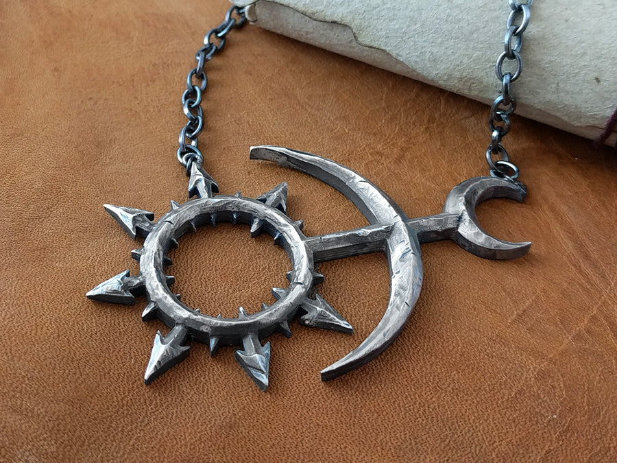Warhammer 40K Chaos Slaanesh Hand Hammered Pendant Necklace