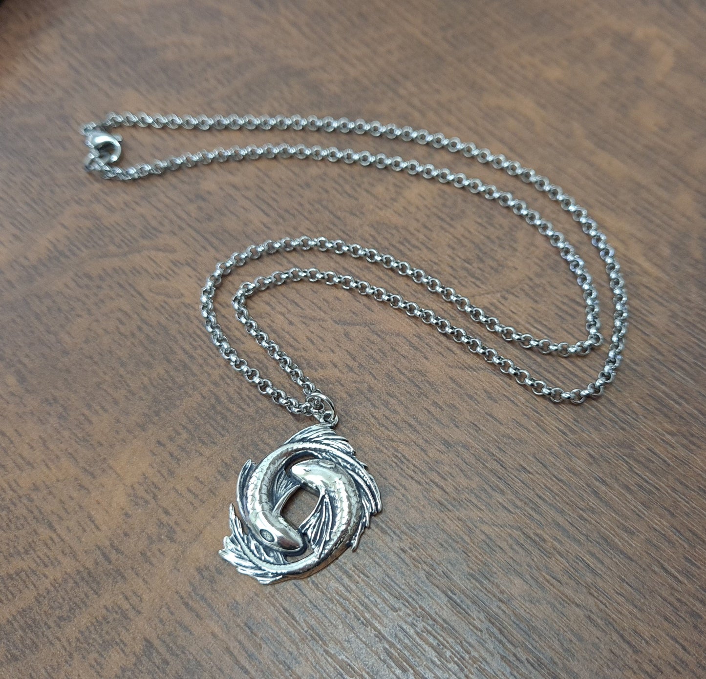 Avatar Airbender Koi Fish Yin Yang Necklace Charm Pendant Jewelry Brass and Silver - Baldur Jewelry