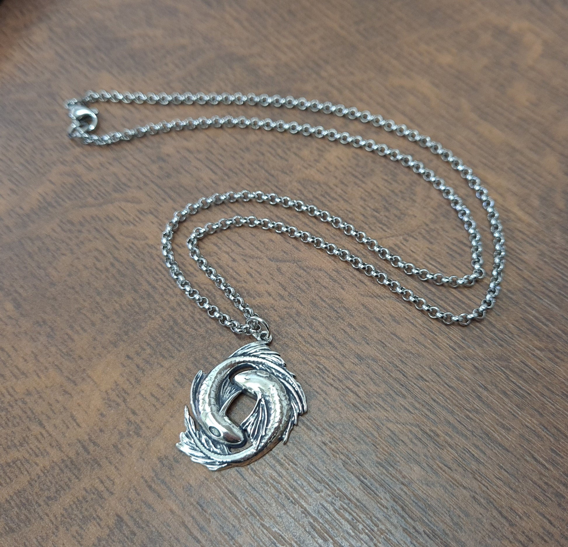 Avatar Airbender Koi Fish Yin Yang Necklace Charm Pendant Jewelry Brass and Silver - Baldur Jewelry