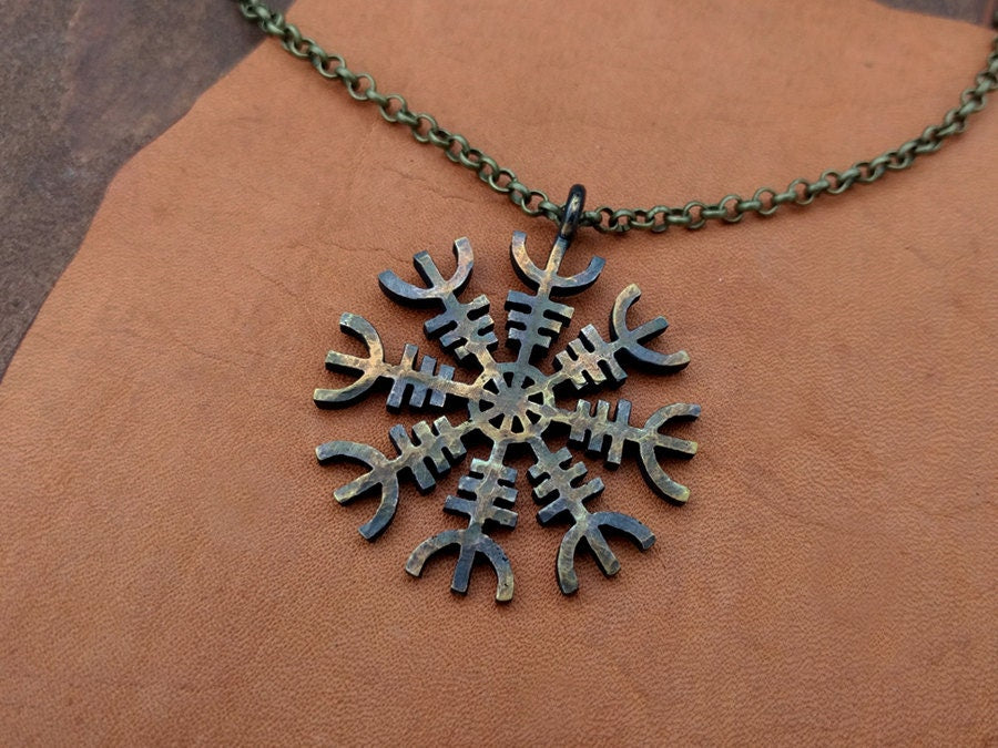Viking Aegishjalmur - Helm of Awe - Norse Protective Amulet Necklace Pendant With Chain - Baldur Jewelry
