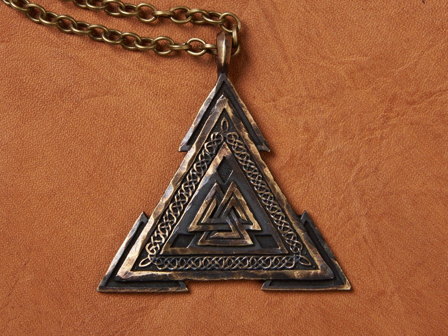 Large Viking Valknut Warrior Pendant Norse Jewelry Necklace - Baldur Jewelry