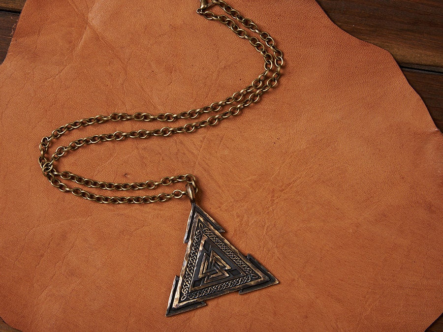 Large Viking Valknut Warrior Pendant Norse Jewelry Necklace - Baldur Jewelry
