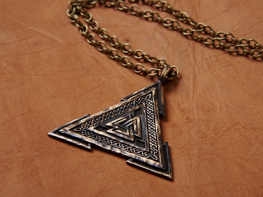 Large Viking Valknut Warrior Pendant Norse Jewelry Necklace - Baldur Jewelry